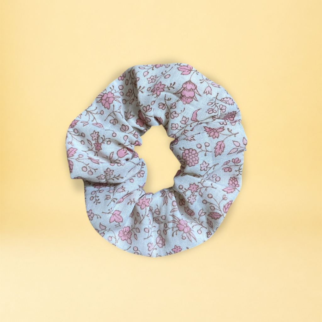 Chouchou - fleurs pastel rose