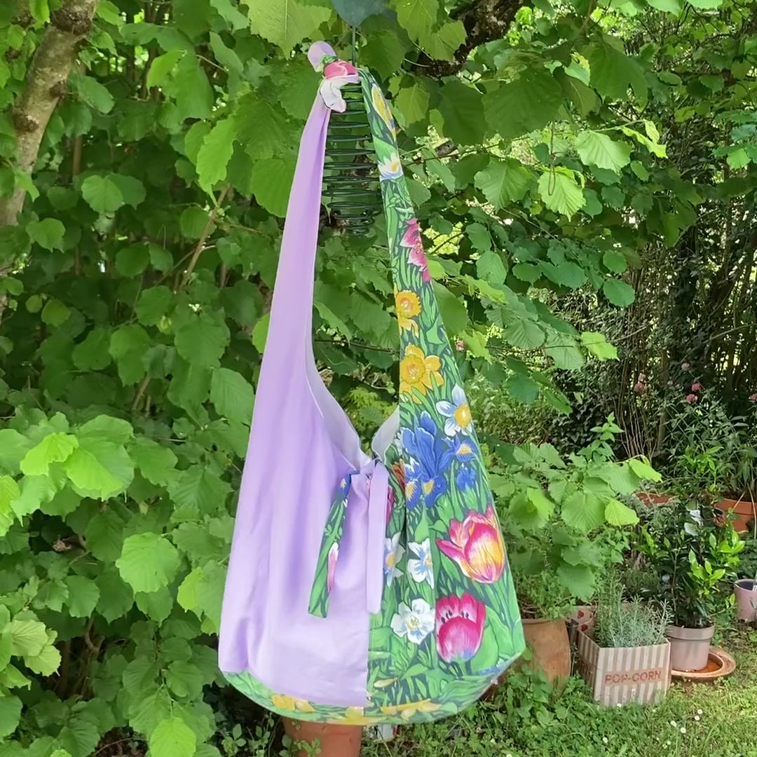 Sac à anses nouées - fleurs de printemps