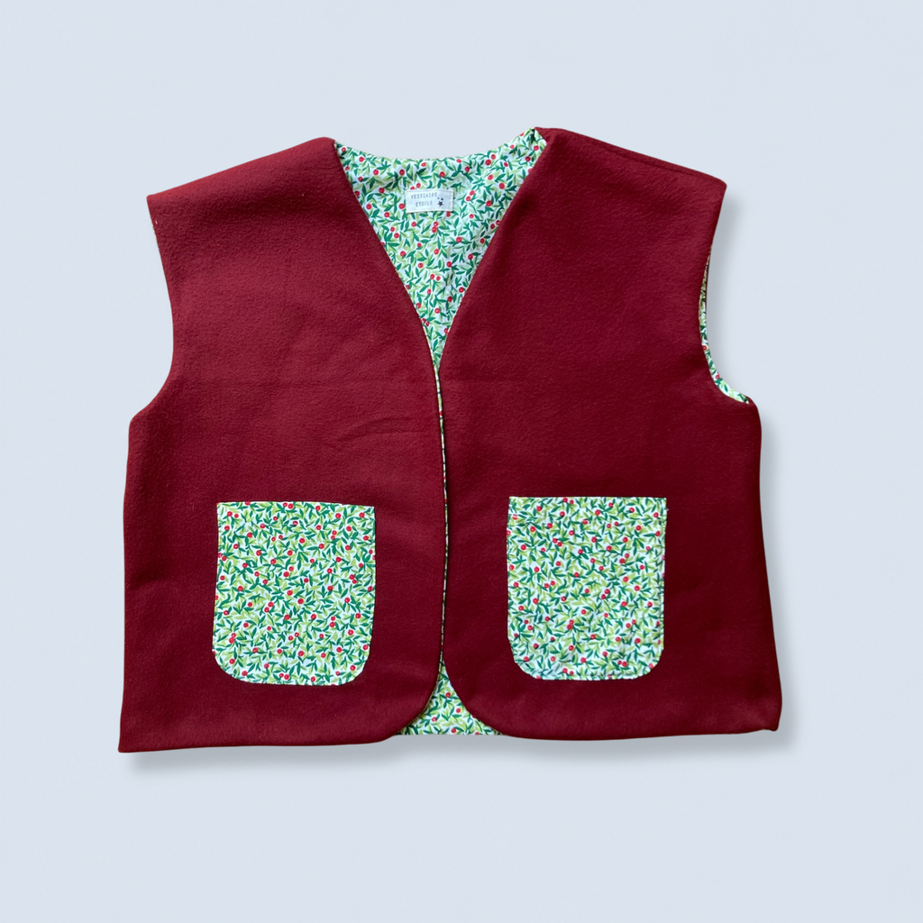 Veston sans manches Adulte – Rouge et vert cerise