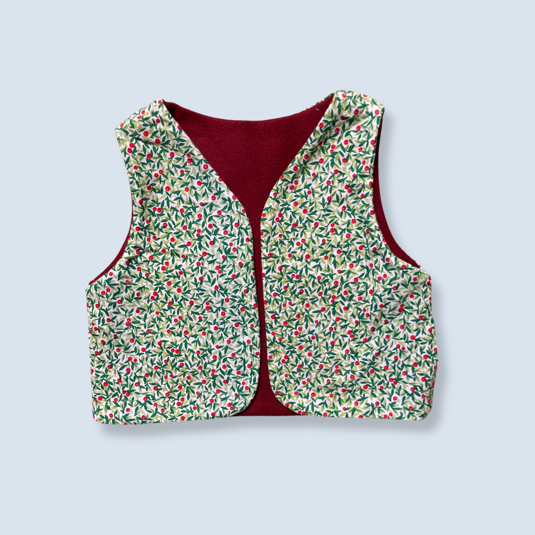 Veston sans manches Enfant – Rouge et vert cerise