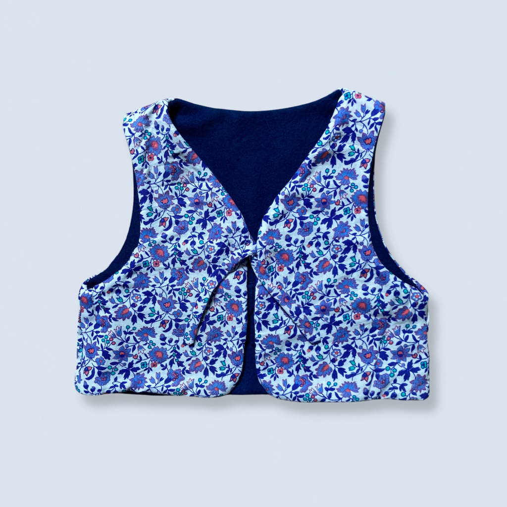 Veston sans manches Enfant – Bleu et violet fleuri