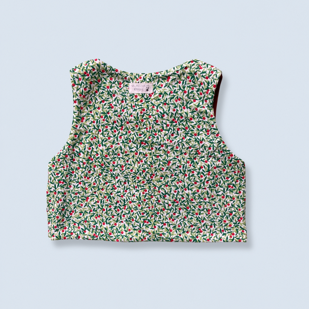 Veston sans manches Enfant – Rouge et vert cerise