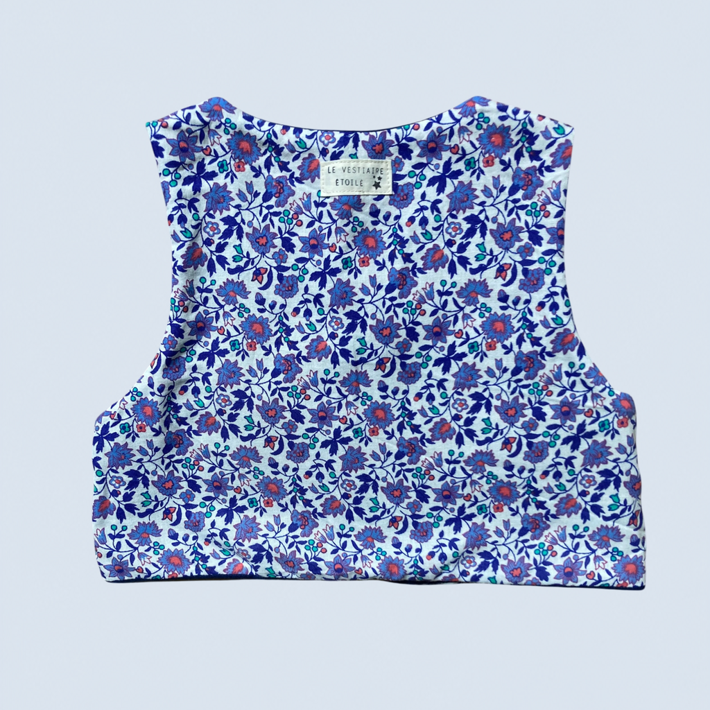Veston sans manches Enfant – Bleu et violet fleuri