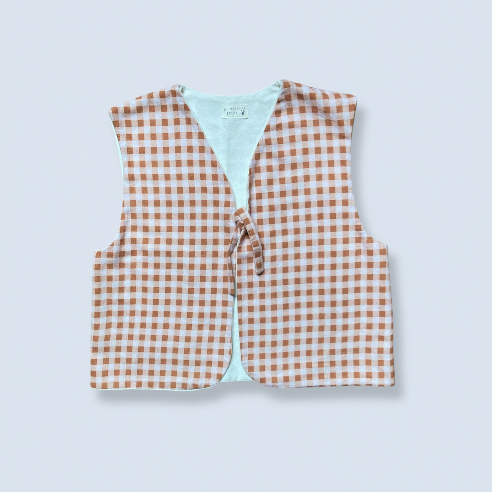 Veston sans manches Adulte – Vichy beige et marron