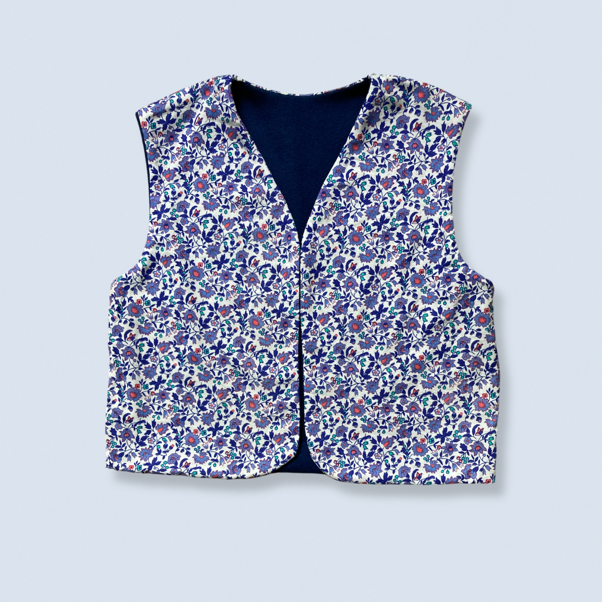 Veston sans manches Adulte – Bleu et violet fleuri