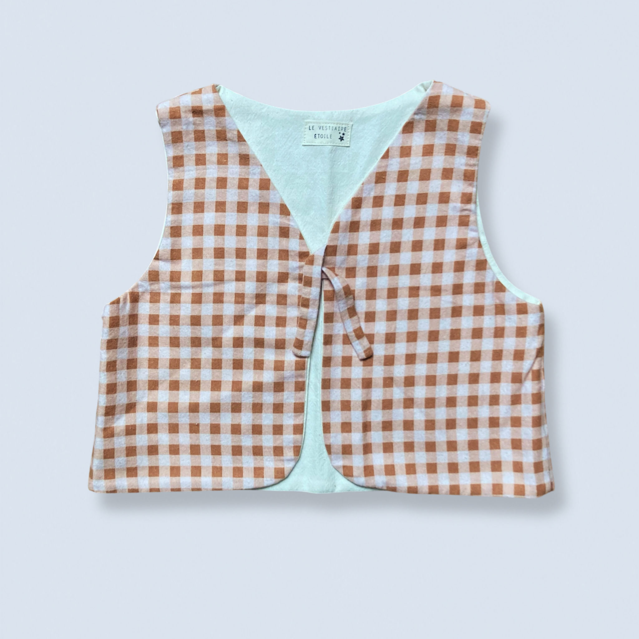 Veston sans manches Enfant – Vichy beige et marron