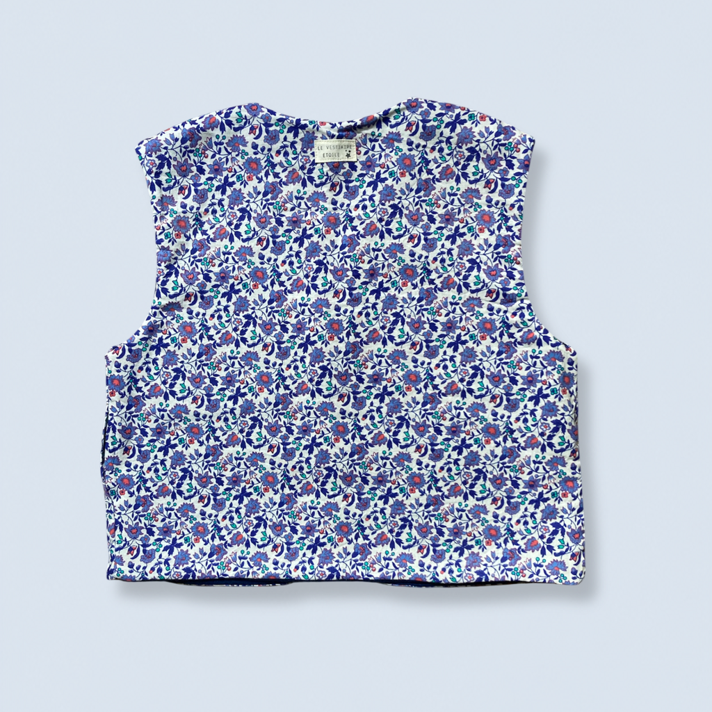 Veston sans manches Adulte – Bleu et violet fleuri