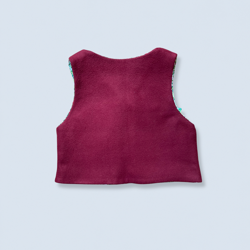 Veston sans manches Enfant – Rouge et vert cerise
