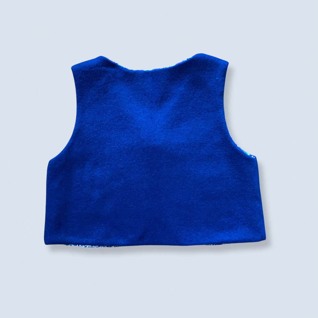 Veston sans manches Adulte – Bleu et violet fleuri