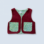 Veston sans manches Enfant – Rouge et vert cerise